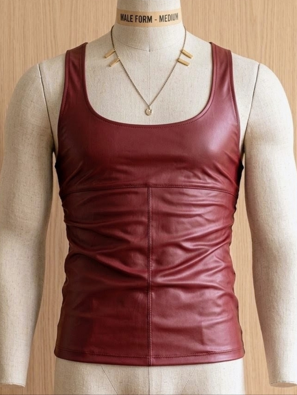 Rufskin Boney Tank Top Blood Red "Leather"  Sleeveless Top